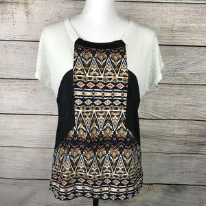 Miss Me short sleeve patterned front top